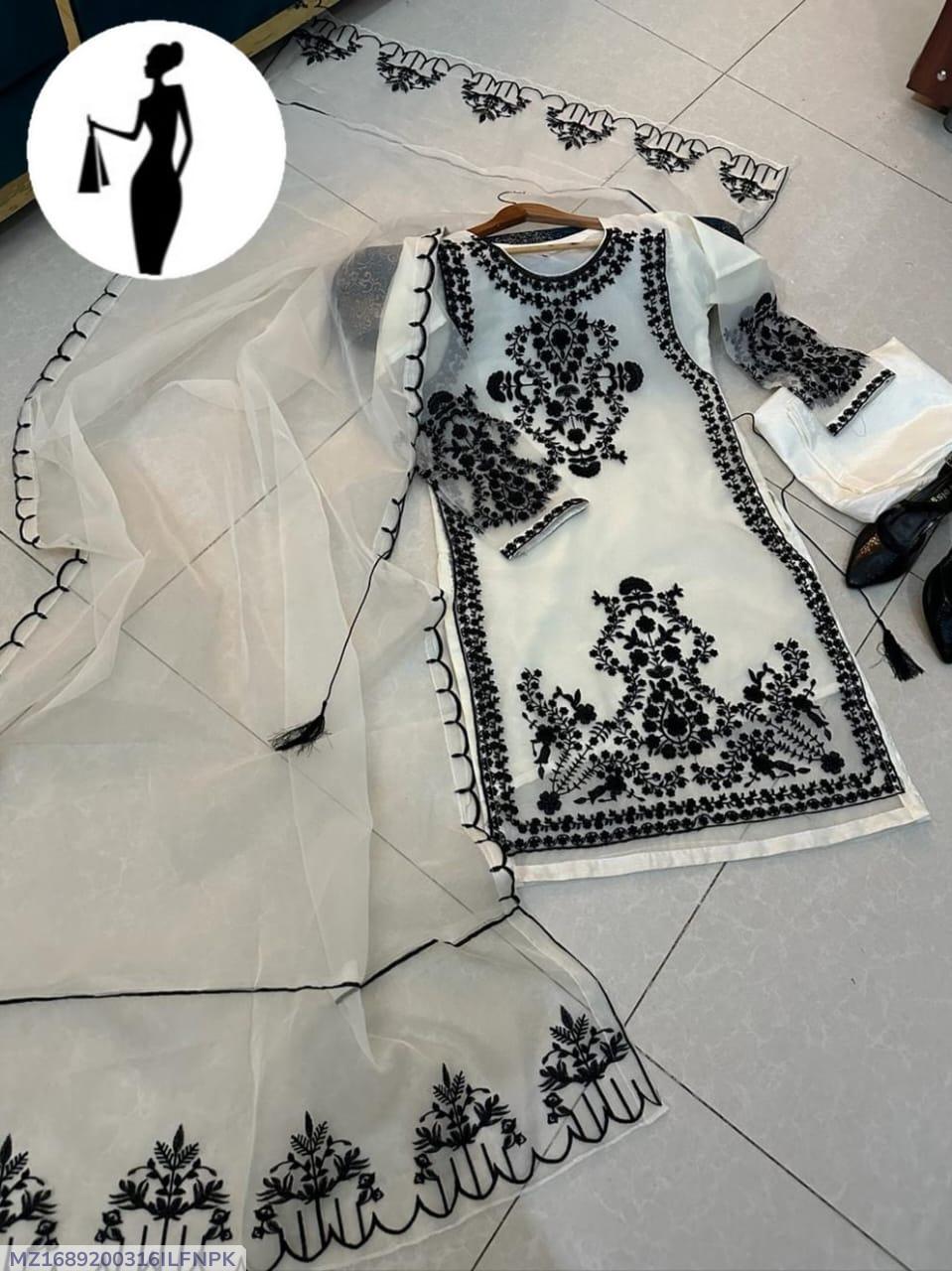 Premium Quality 3-Piece Suit for Women Organza Embroidery