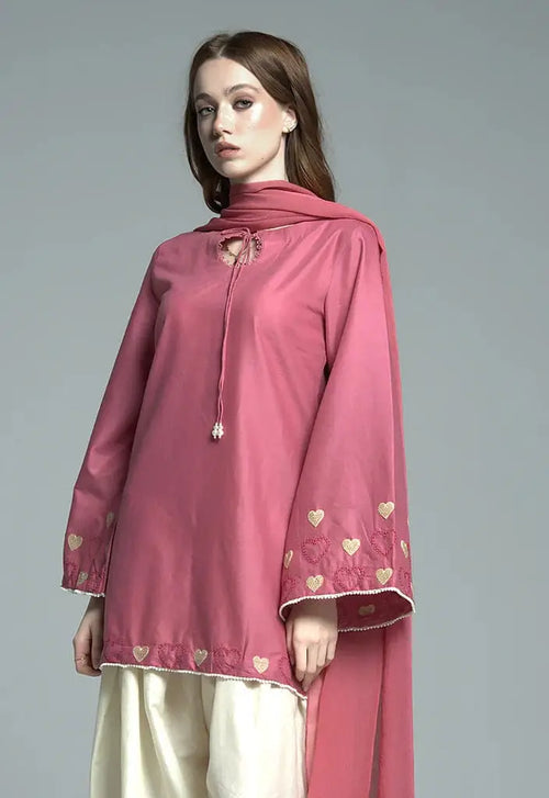3 Pcs Women's Stitched Cotton Lawn Embroidered Suit