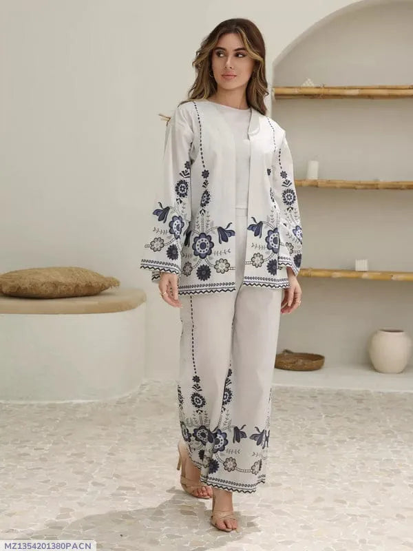 3 Pcs Women's Stitched Swiss Voile Printed Suit