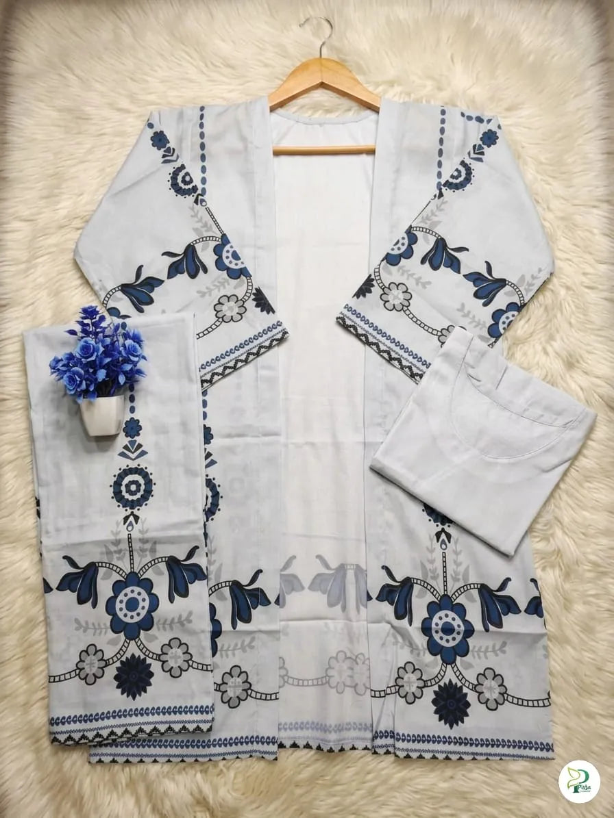 3 Pcs Women's Stitched Swiss Voile Printed Suit