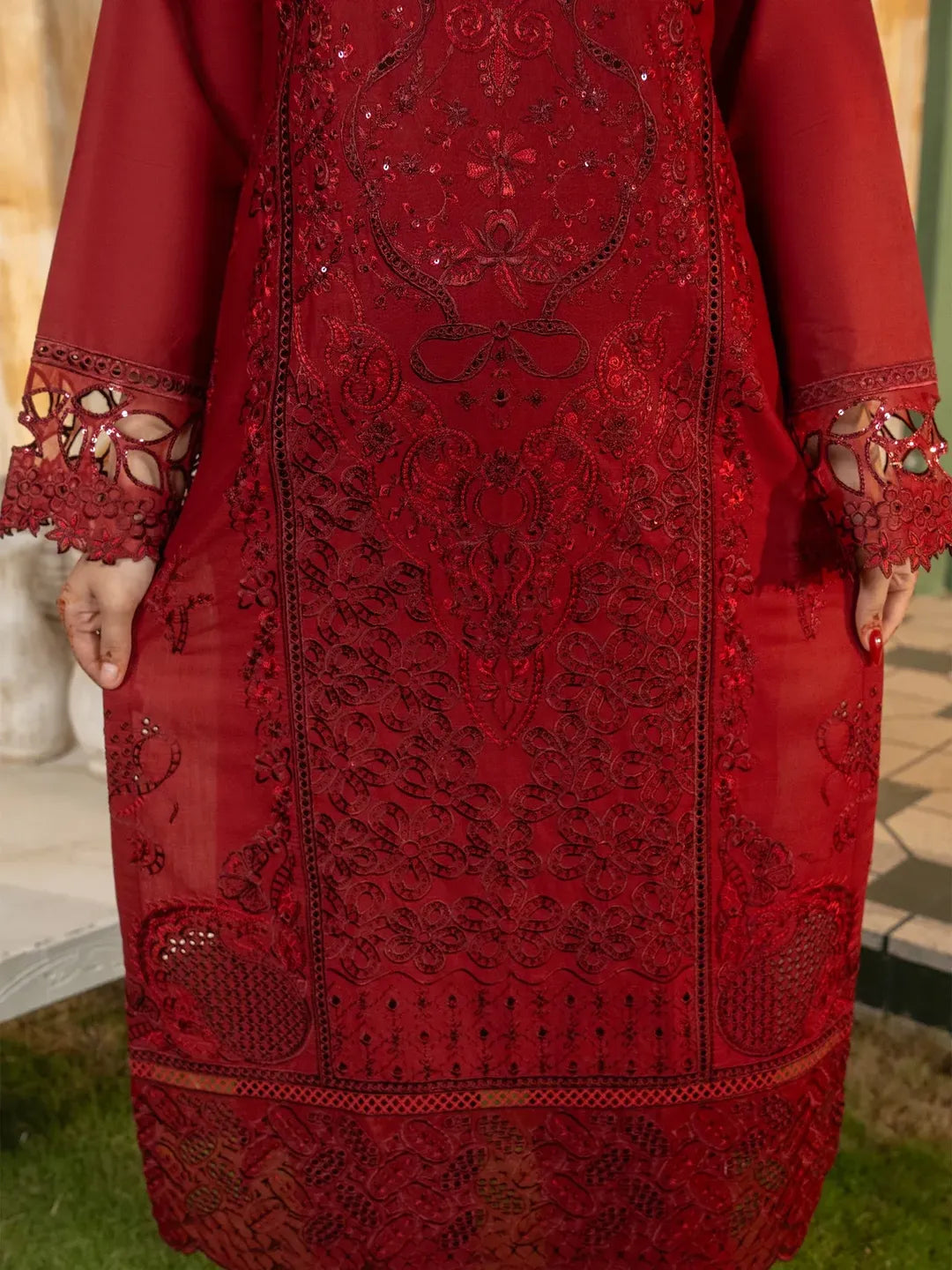 Simt - U3B Maroon Embroidered Lawn Suit for Women - 3 Pcs Set