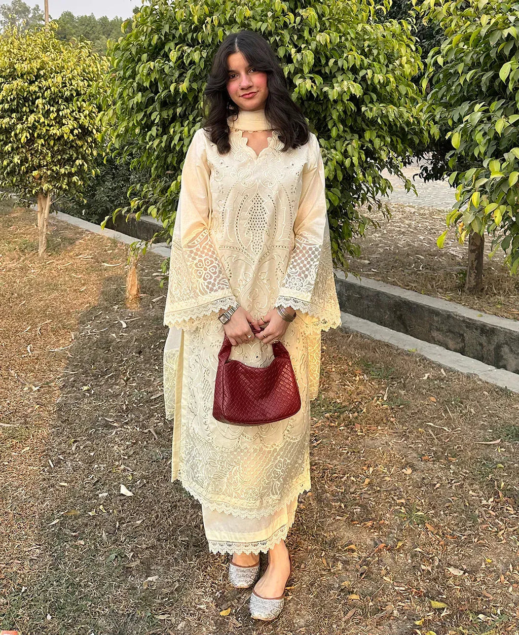 Butter Beige - Women's Stitched Lawn Cotton Embroidered Suit