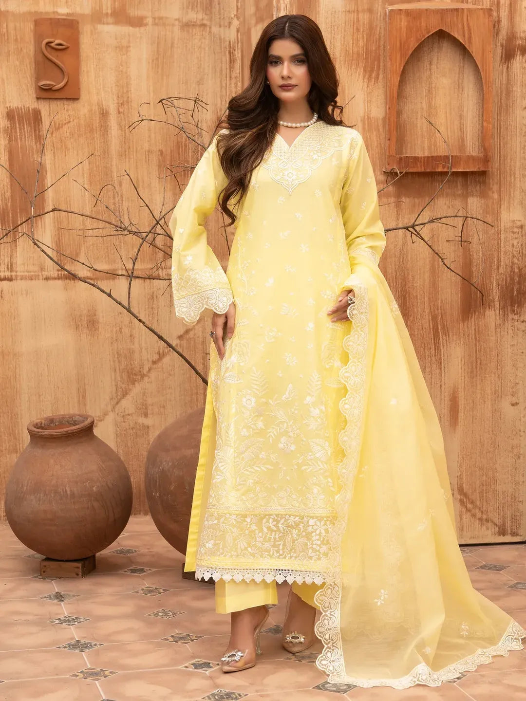 Ziya - U5A Stunning Lemon Embroidered Women's Stitched Suit - 3 Pcs Set
