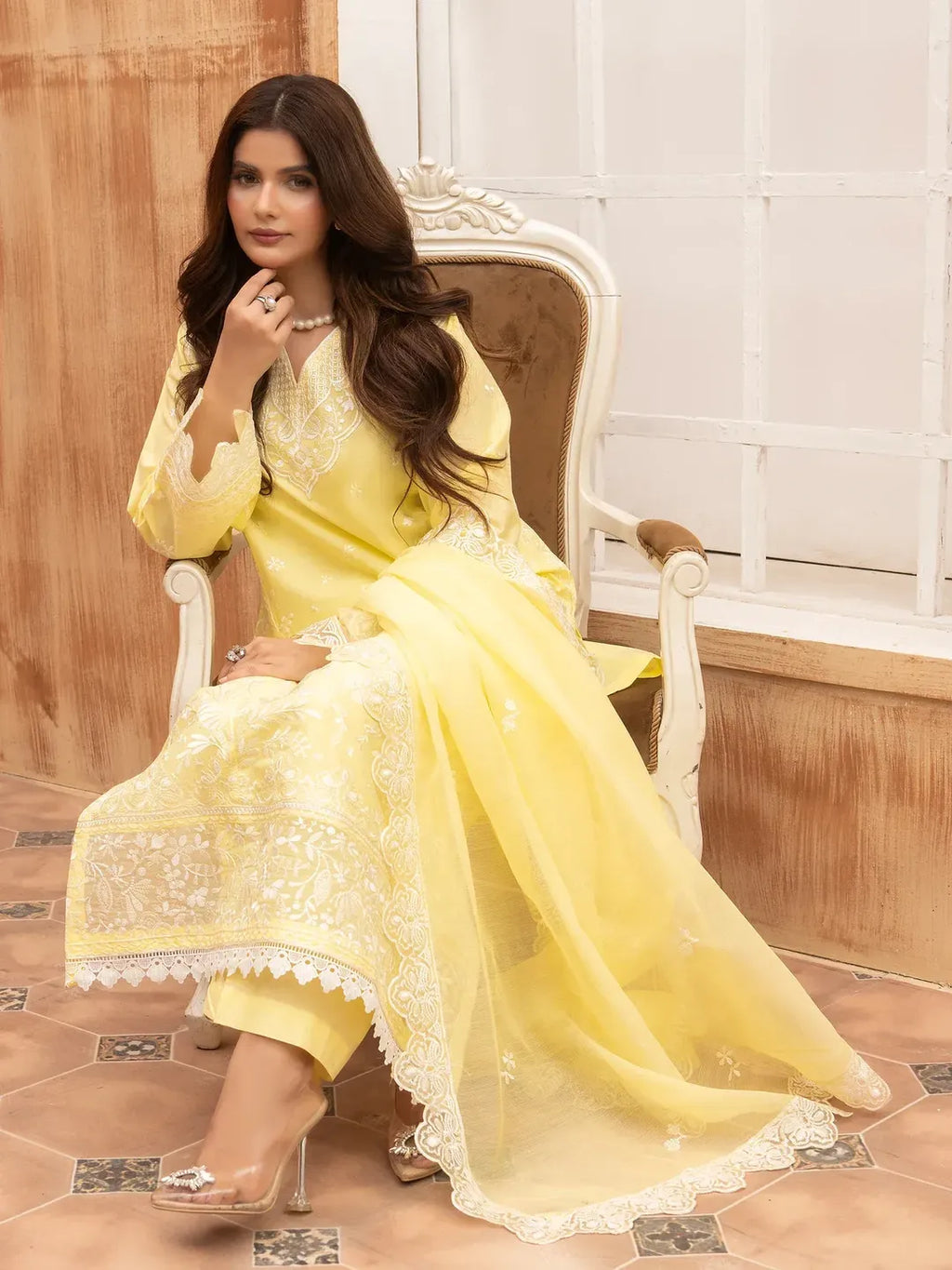 Ziya - U5A Stunning Lemon Embroidered Women's Stitched Suit - 3 Pcs Set