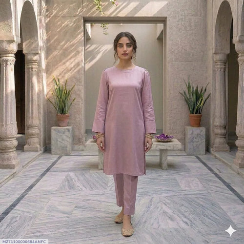 1 Pc Women's Stitched Arabic Lawn Plain Shirt