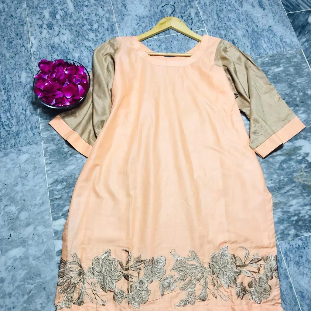 1 Pc Women's Stitched Arabic Lawn Embroidered Shirt