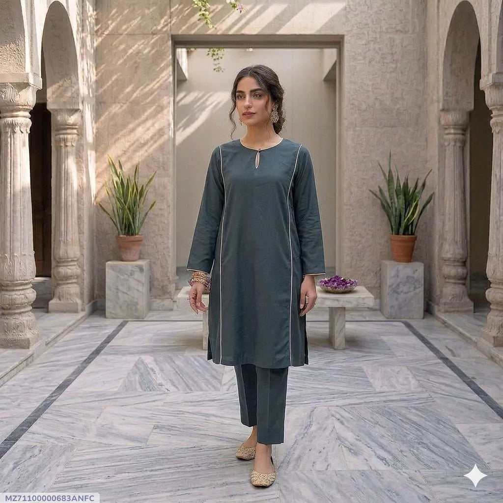 1 Pcs Woman's Arabic Lawn Embroidered Stitch Shirt