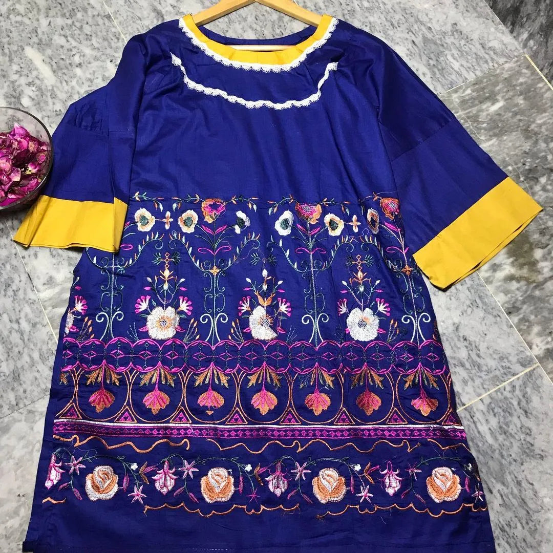 1 Pcs Woman's Arabic Lawn Embroidered Stitch Shirt