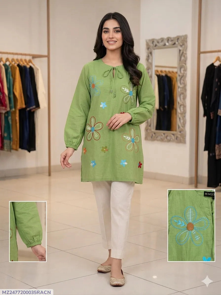 1 Pc Women's Stitched Lawn Embroidered Shirt