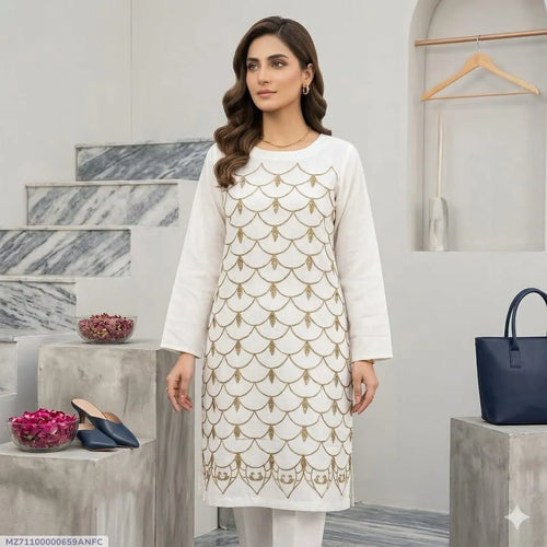 1 Pc Women's Stitched Lawn Embroidered Shirt