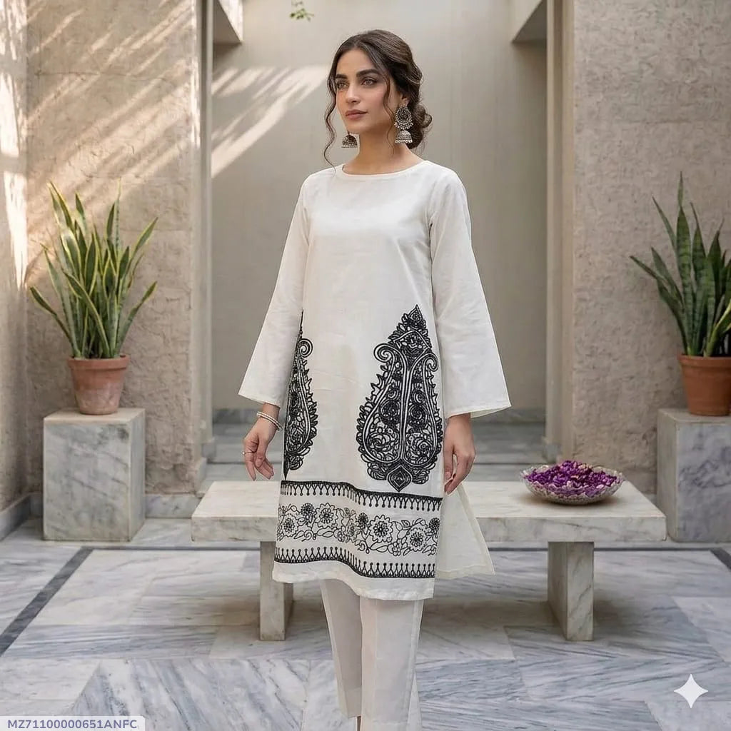 1 Pcs Woman's Arabic Lawn Embroidered Stitch Shirt