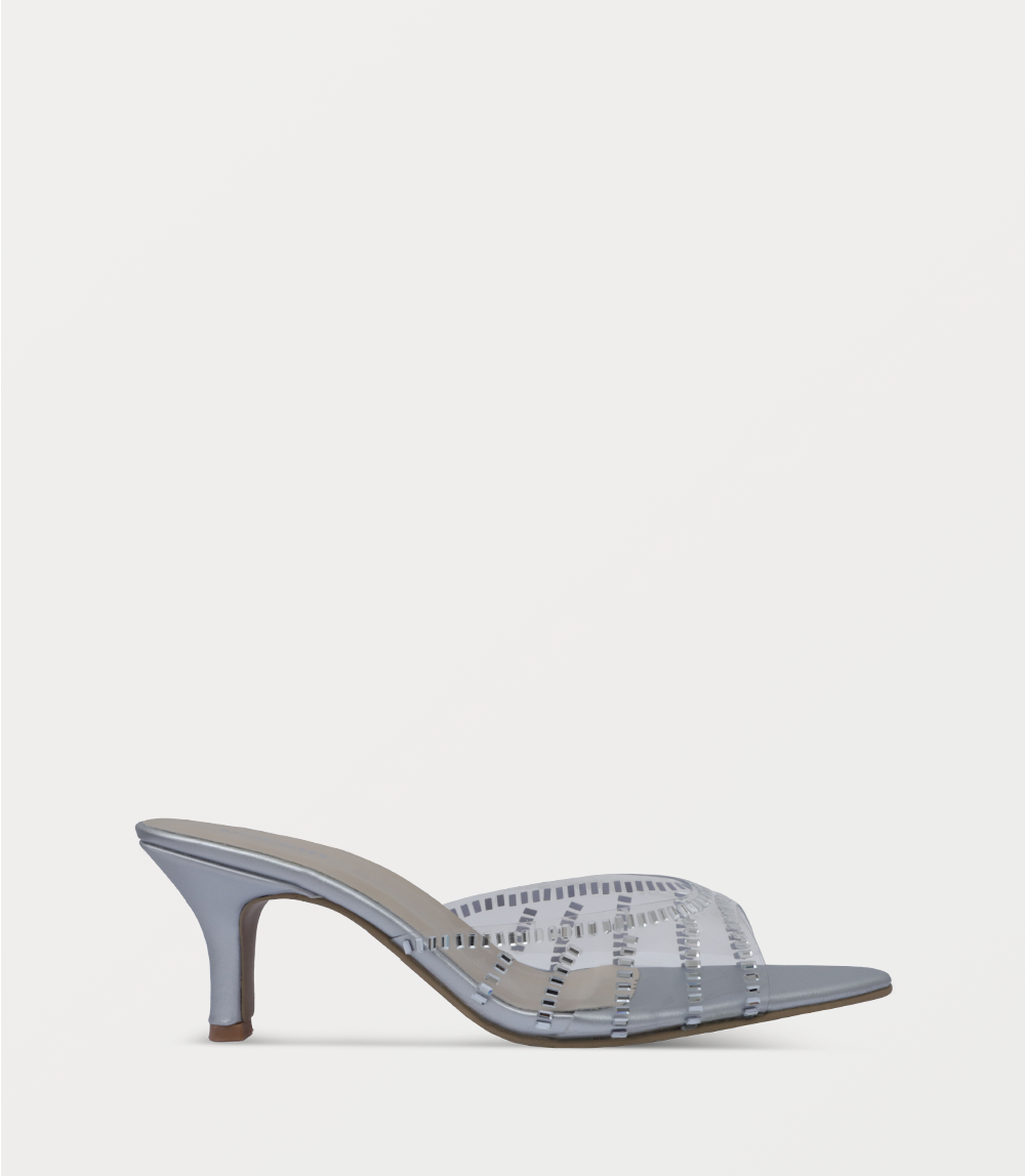 Women Slipper Heels-SILVER