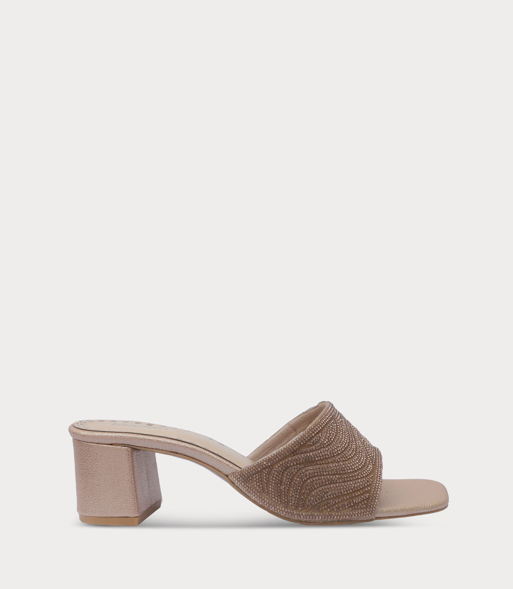 Women Slipper Heels-GOLDEN
