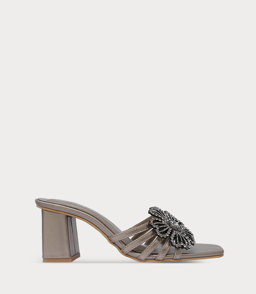 Women Slipper Heels-PEWTER