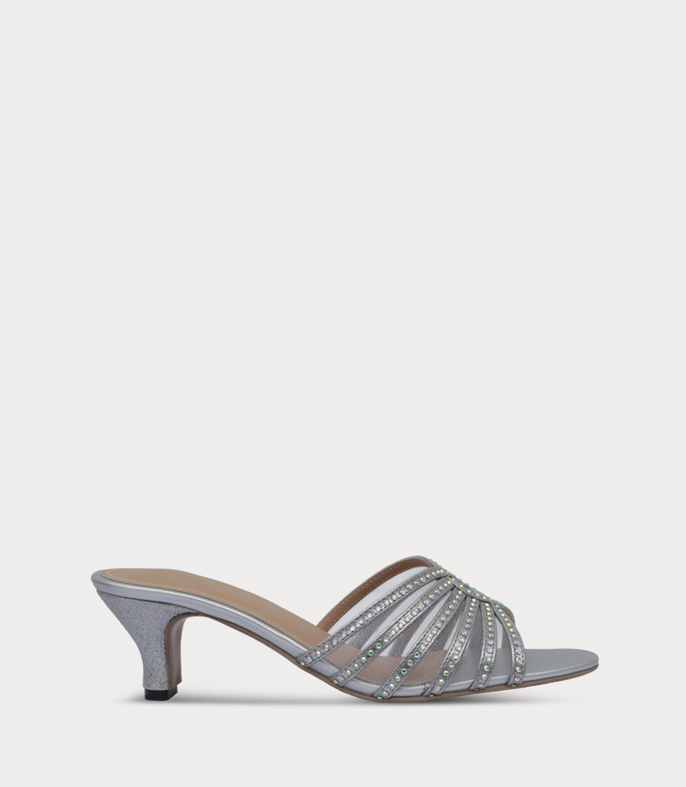 Women Slipper Heels-SILVER