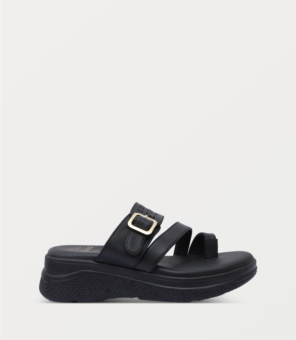 Women Comfort Chappal-BLACK