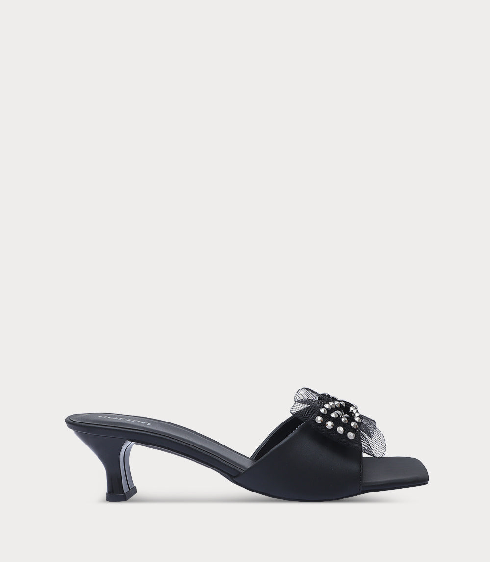 Women Slipper Heels-BLACK