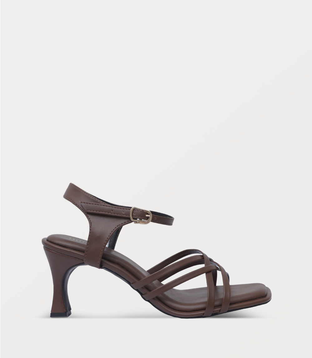 Women Sandal Heels-DARK BROWN