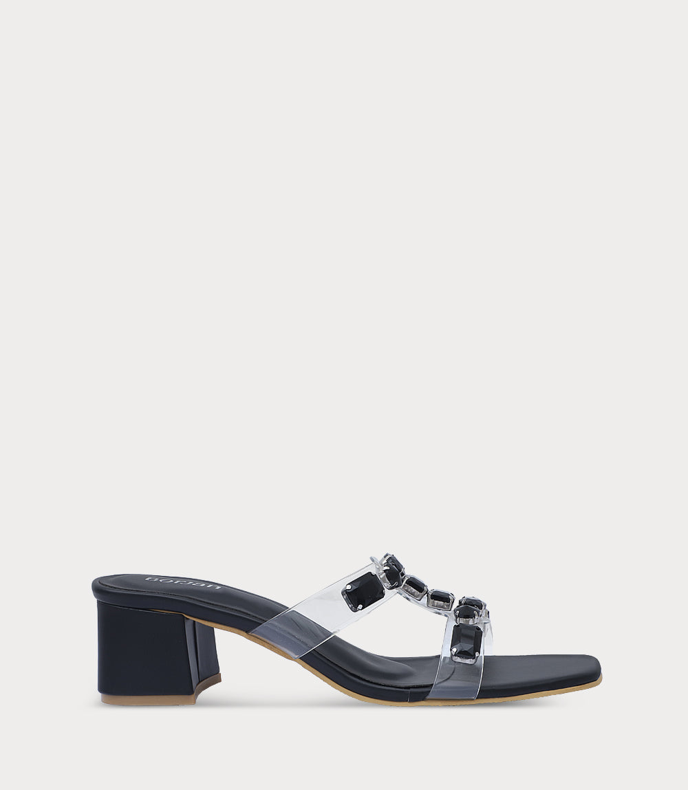 Women Slipper Heels-BLACK