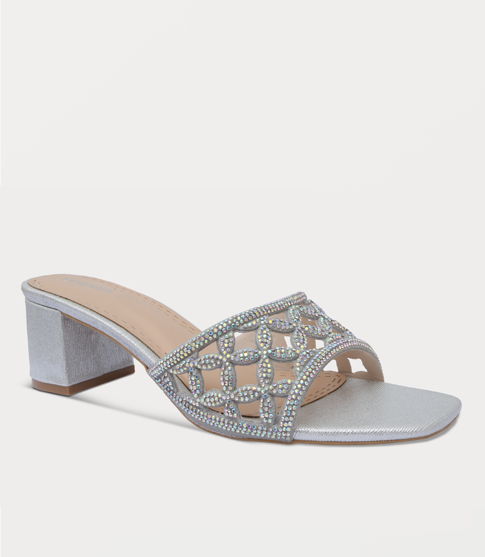 Women Slipper Heels-SILVER