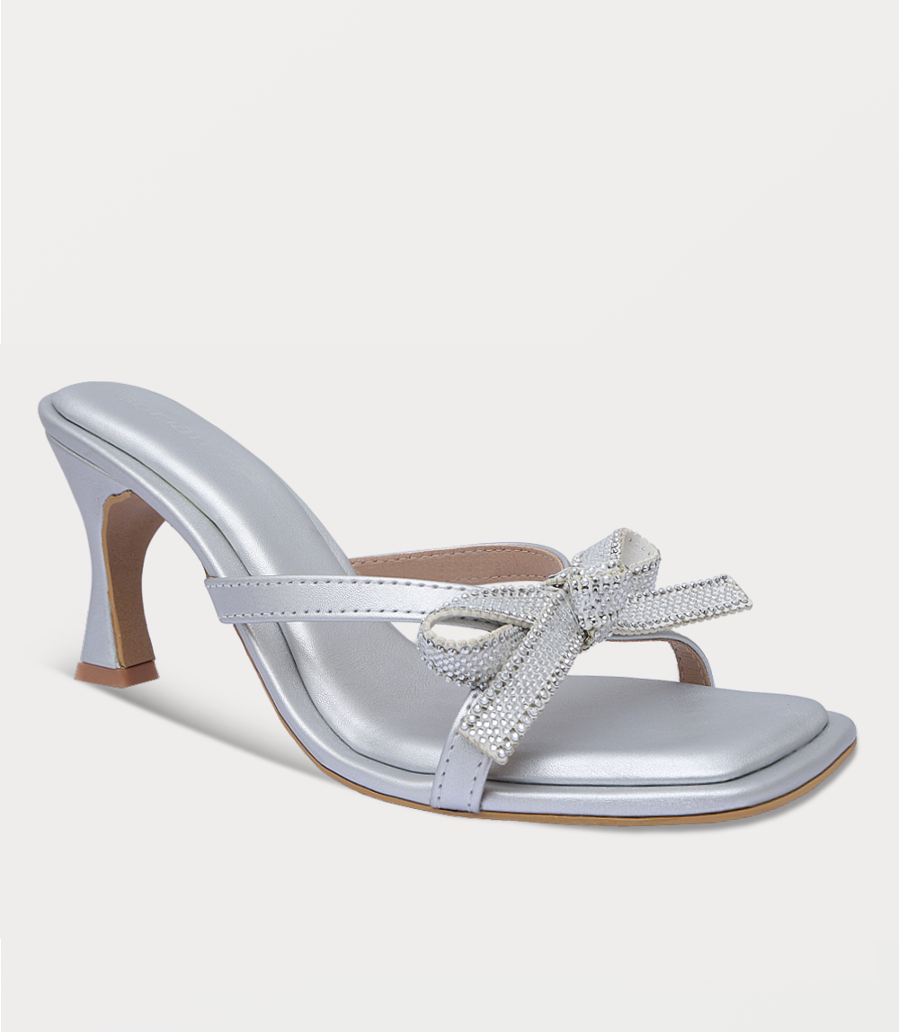 Women Slipper Heels-SILVER