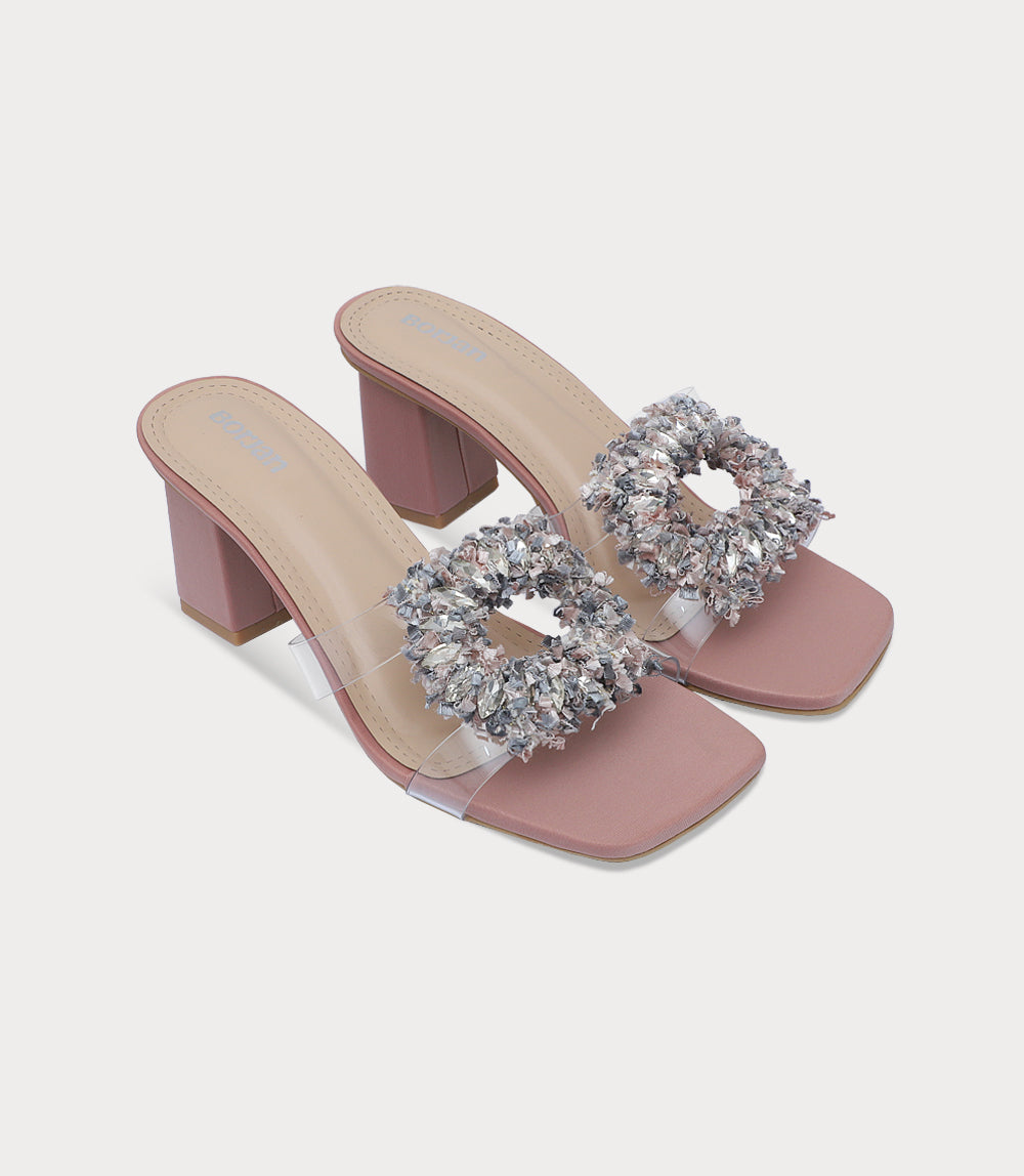 Women Slipper Heels-TEA PINK