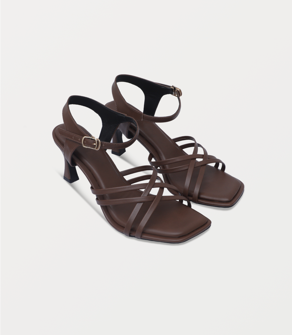 Women Sandal Heels-DARK BROWN
