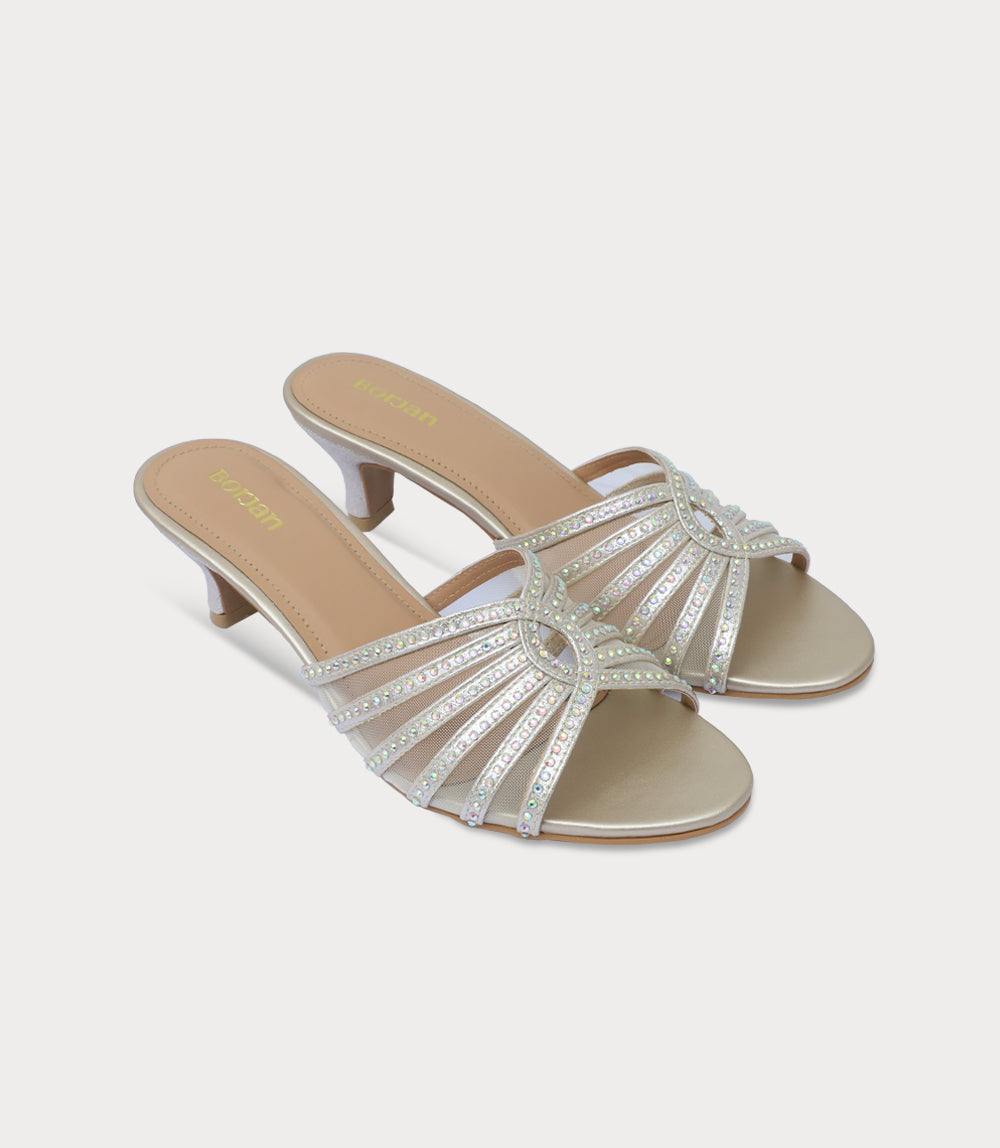 Women Slipper Heels-GOLDEN