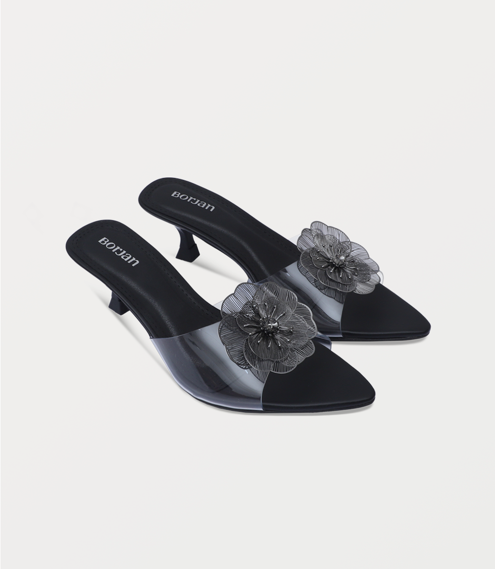 Women Slipper Heels-BLACK