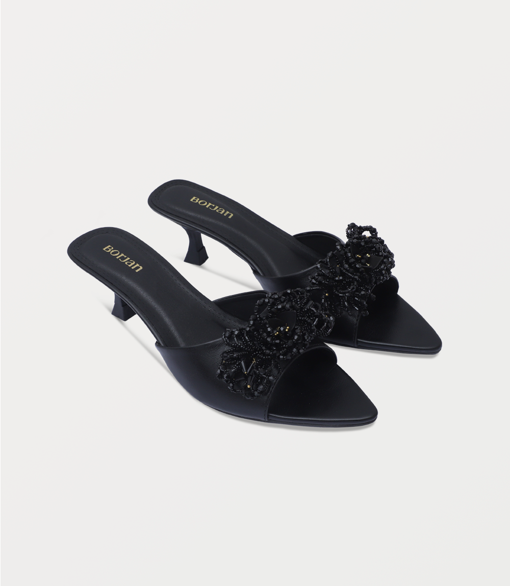 Women Slipper Heels-BLACK