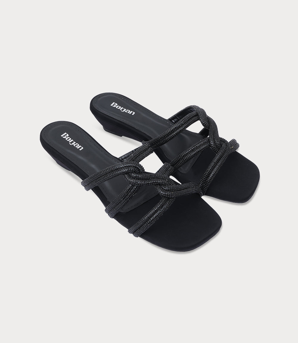 Women Slipper Heels-BLACK