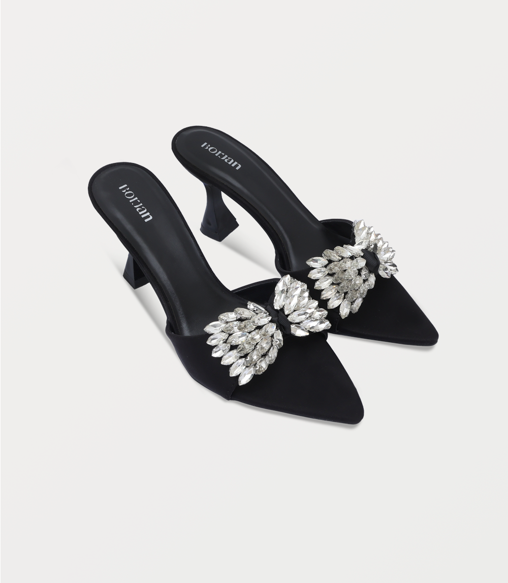 Women Slipper Heels-BLACK