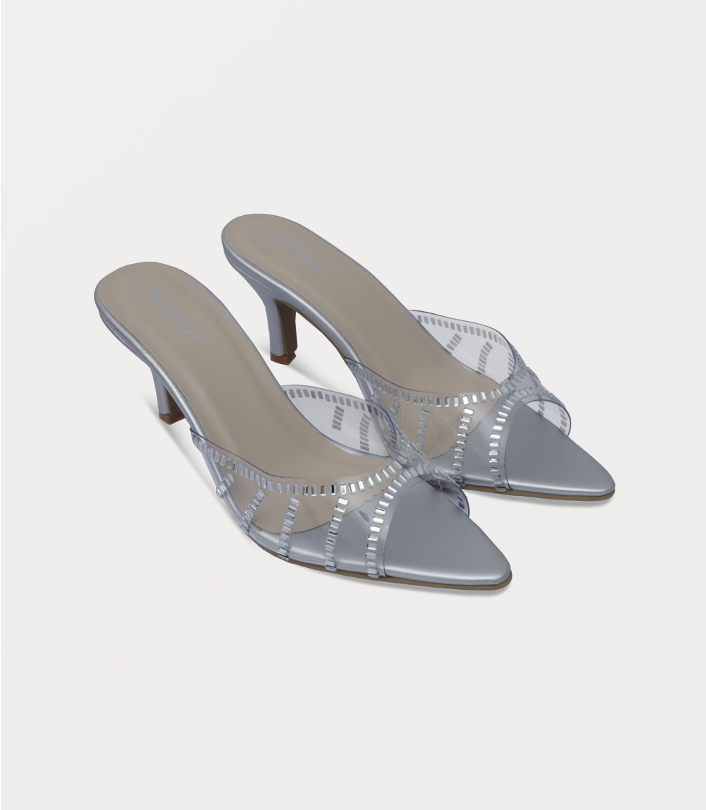 Women Slipper Heels-SILVER