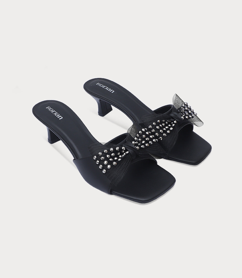 Women Slipper Heels-BLACK