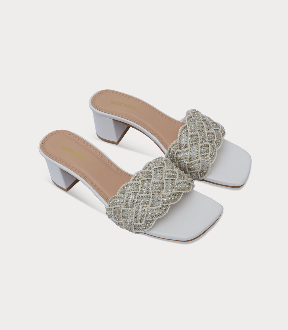Women Slipper Heels-WHITE