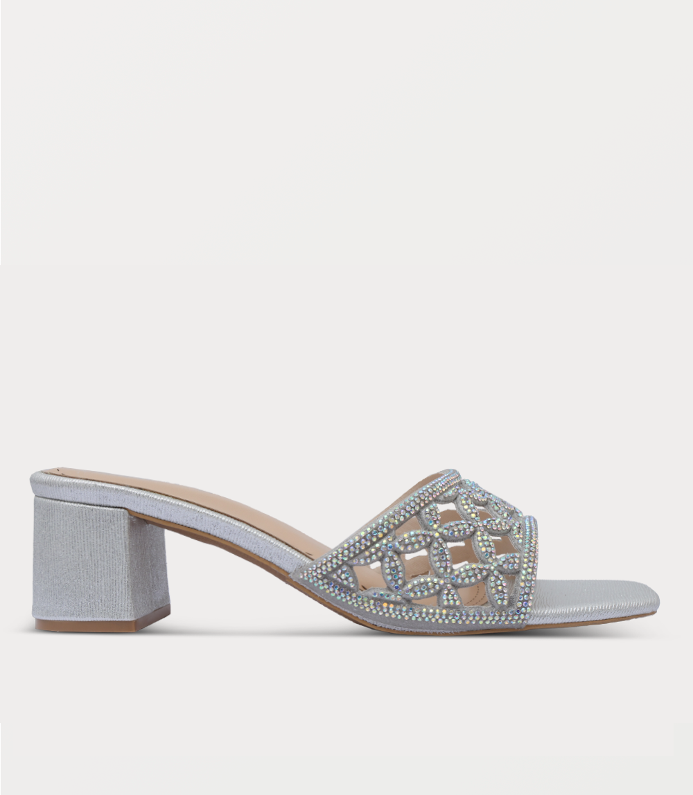 Women Slipper Heels-SILVER