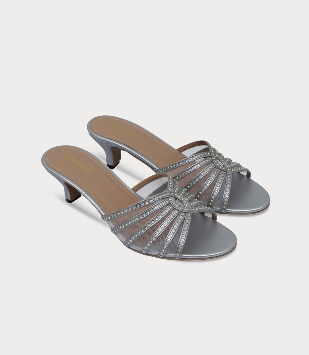 Women Slipper Heels-SILVER