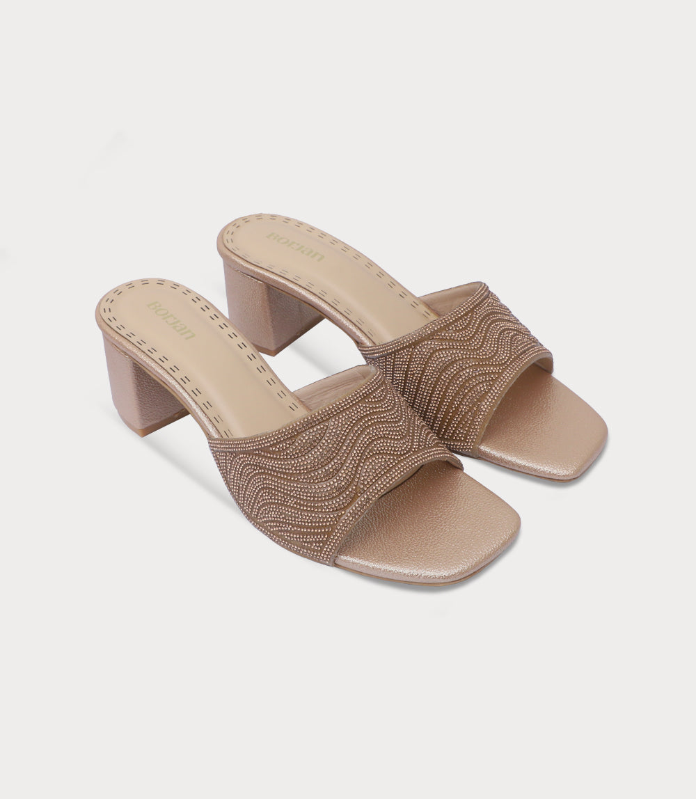 Women Slipper Heels-GOLDEN