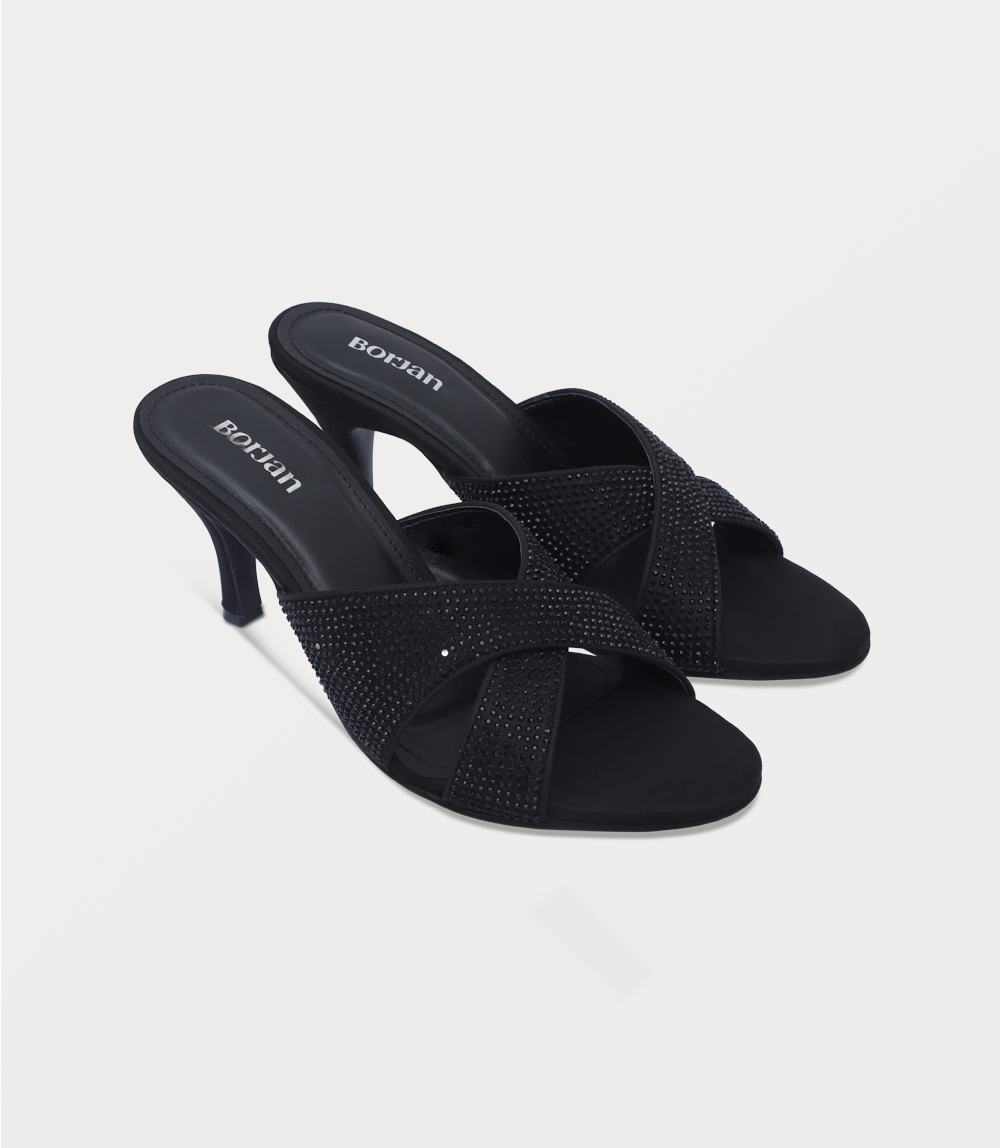 Women Slipper Heels-BLACK