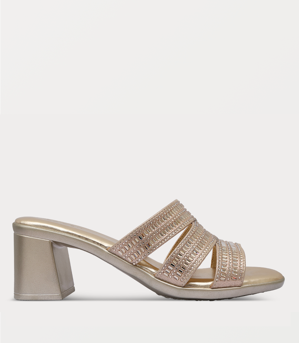 Women Slipper Heels-LIGHT GOLD