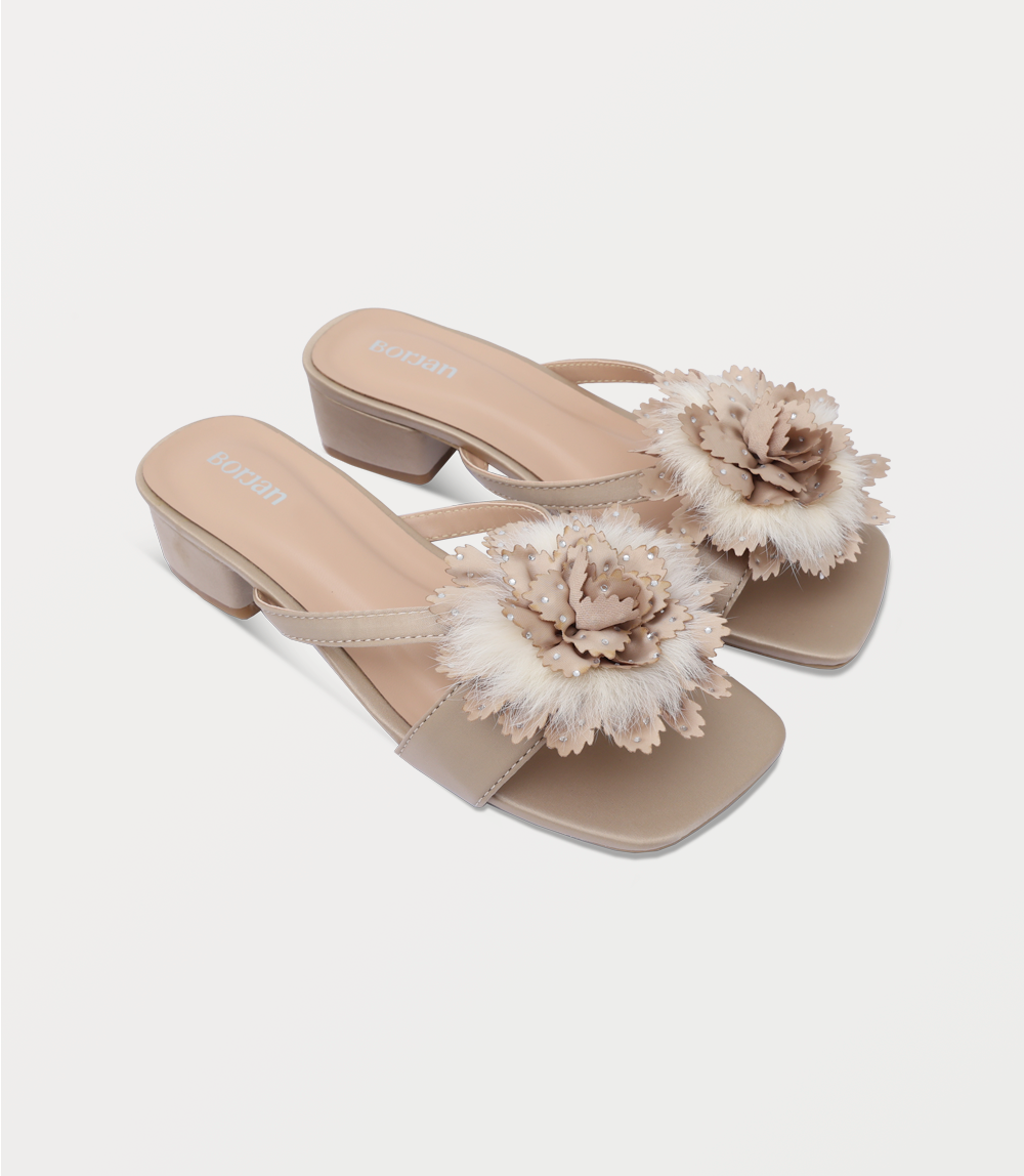 Women Slipper Heels-BEIGE