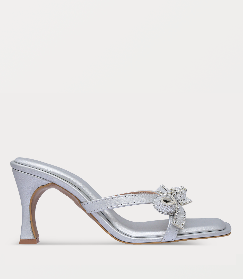 Women Slipper Heels-SILVER