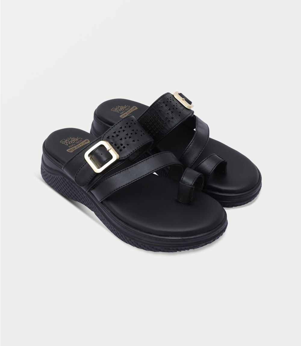 Women Comfort Chappal-BLACK