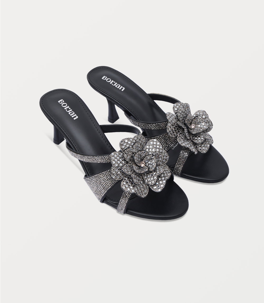 Women Slipper Heels-BLACK
