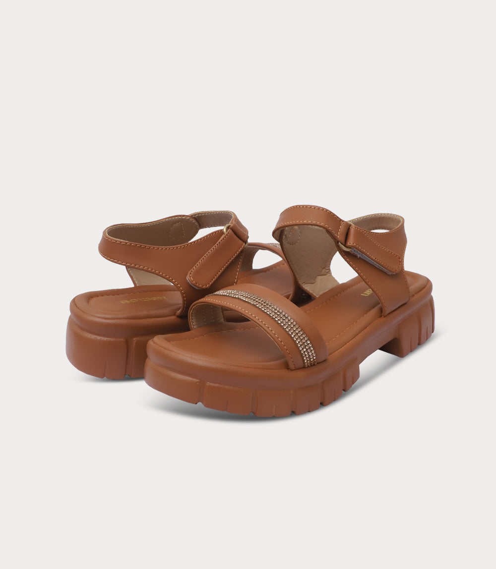 Women Platform Sandal-TAN
