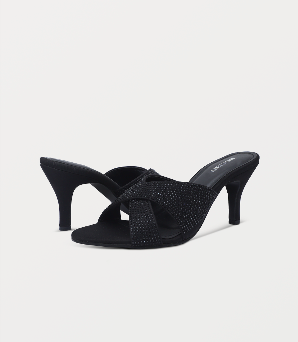 Women Slipper Heels-BLACK