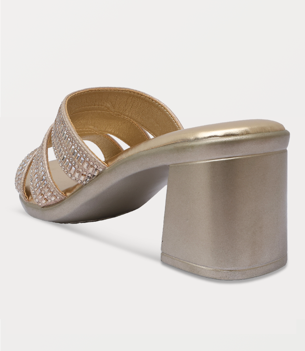 Women Slipper Heels-LIGHT GOLD