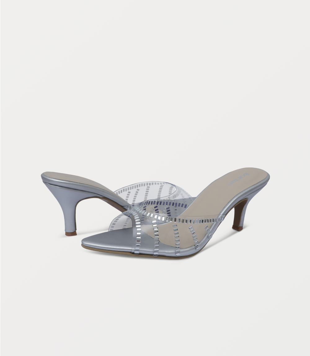 Women Slipper Heels-SILVER