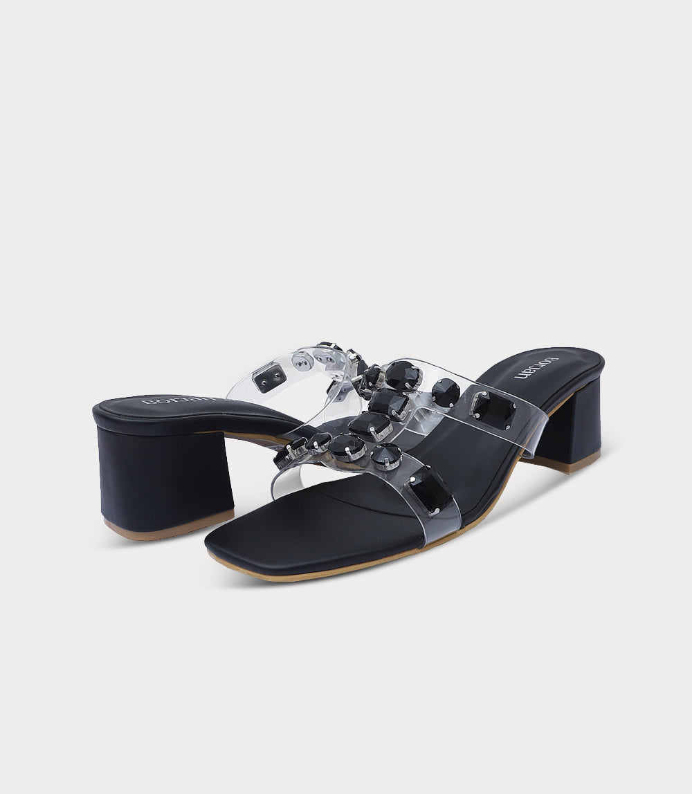 Women Slipper Heels-BLACK