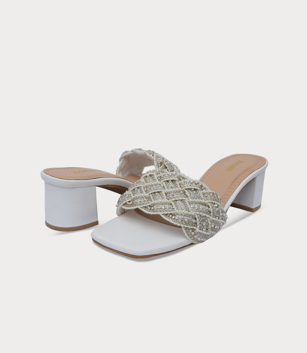Women Slipper Heels-WHITE